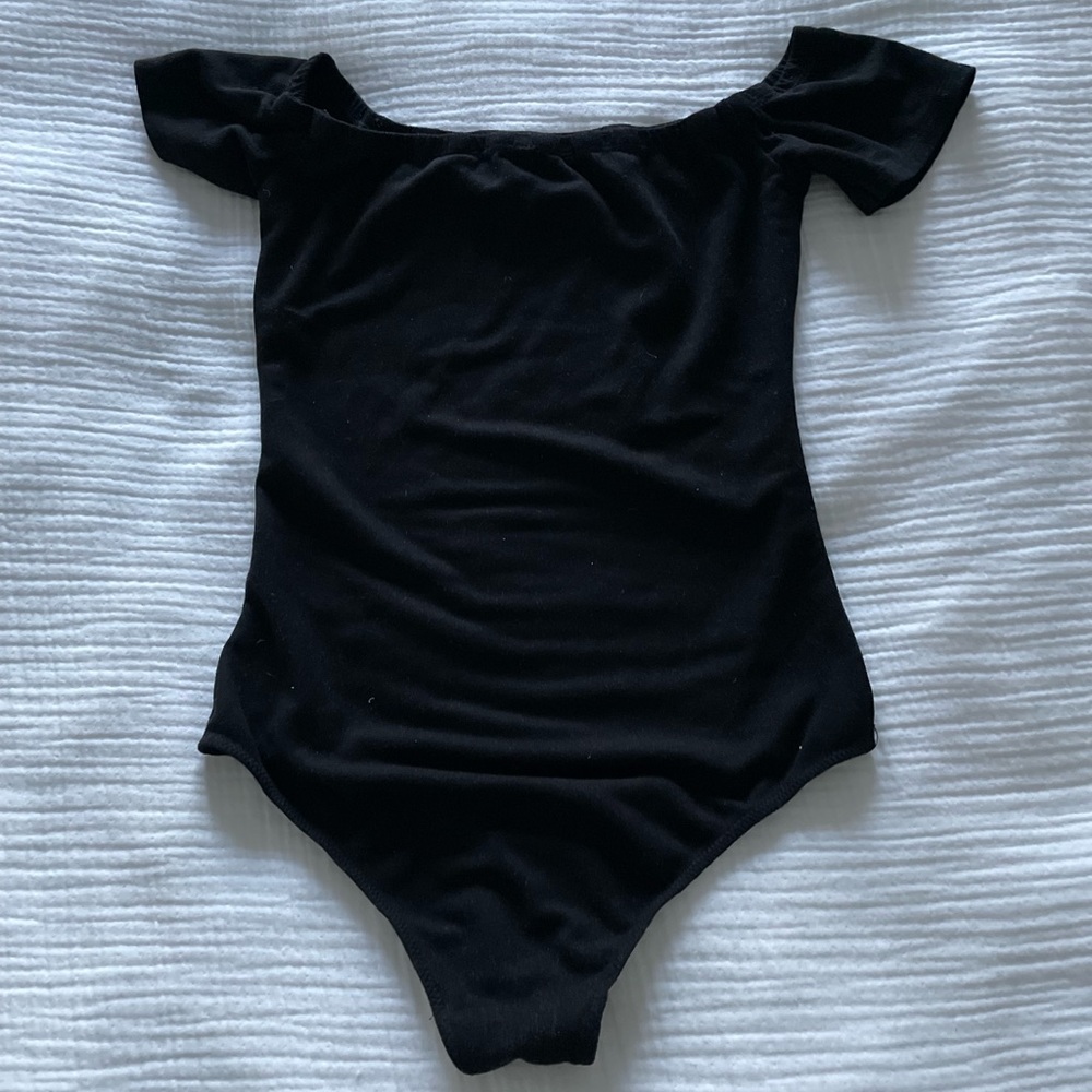 Lord & Taylor Black Faux Suede BodySuit Sz Small